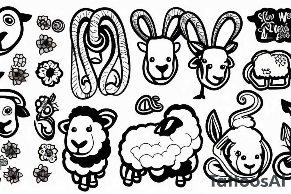 a sheep with long ears tattoo idea