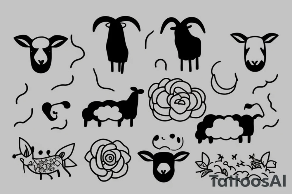 a sheep with long ears tattoo idea