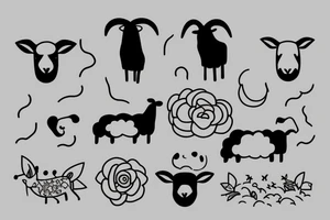 a sheep with long ears tattoo idea