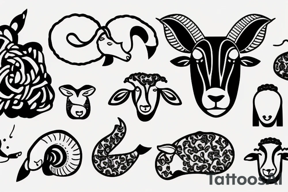 a sheep with long ears tattoo idea