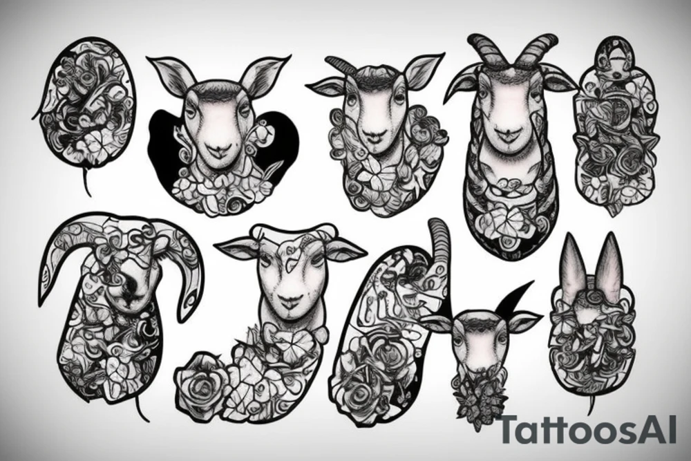 a sheep with long ears tattoo idea