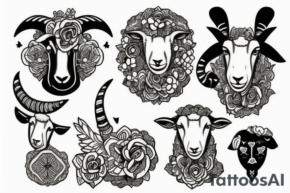 a sheep with long ears tattoo idea