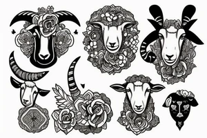 a sheep with long ears tattoo idea