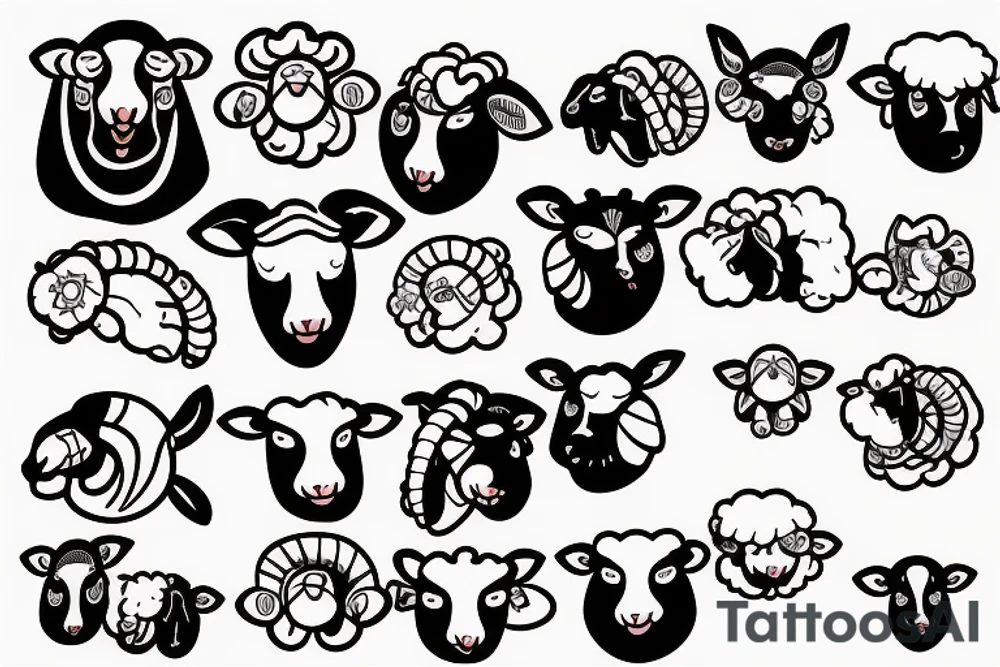 a cartoon sheep with long ears tattoo idea