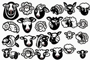 a cartoon sheep with long ears tattoo idea