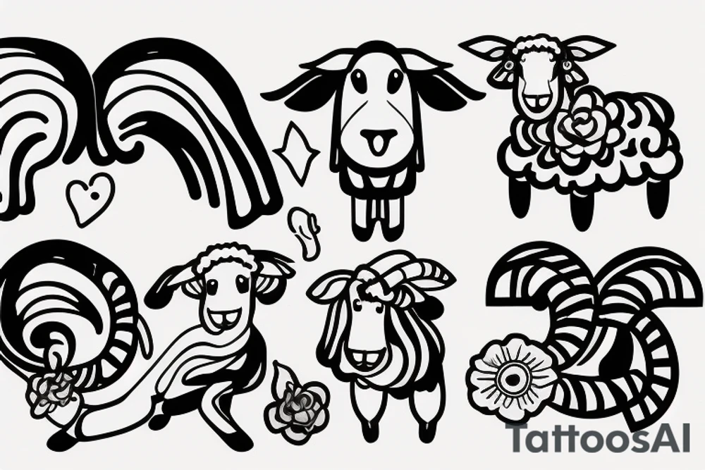 a cartoon sheep with long ears tattoo idea