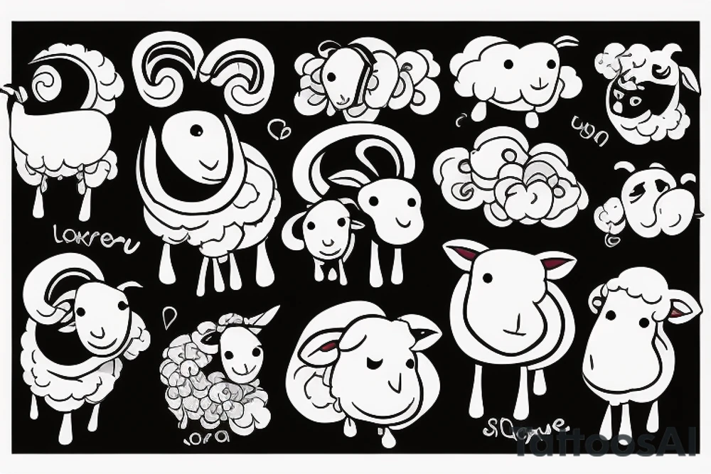 a cartoon sheep with long ears tattoo idea