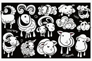 a cartoon sheep with long ears tattoo idea