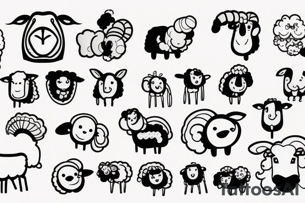 a cartoon sheep with long ears tattoo idea
