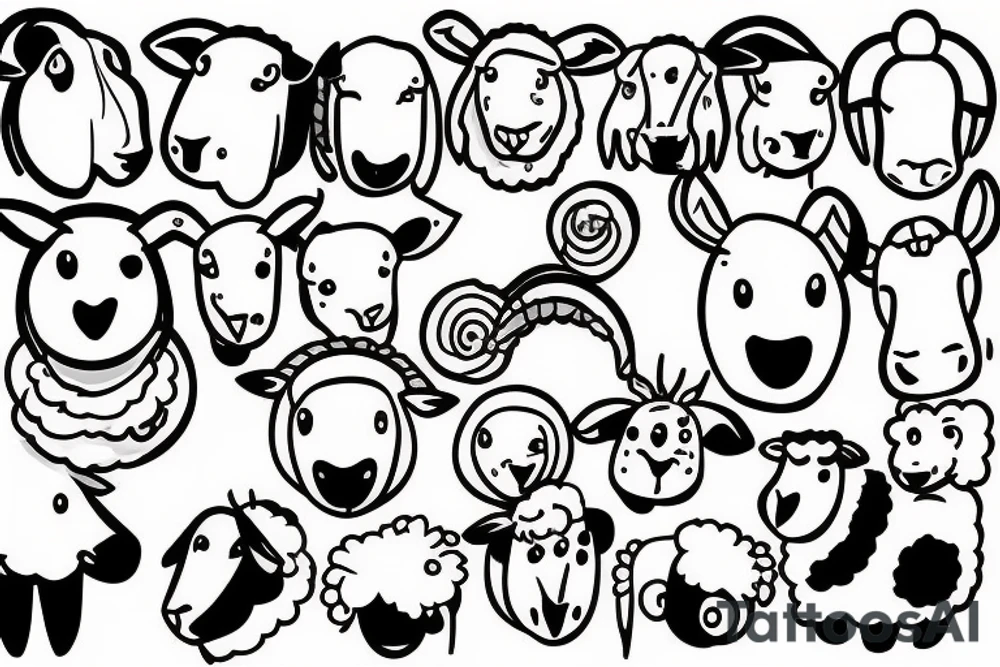 a cartoon sheep with long ears tattoo idea