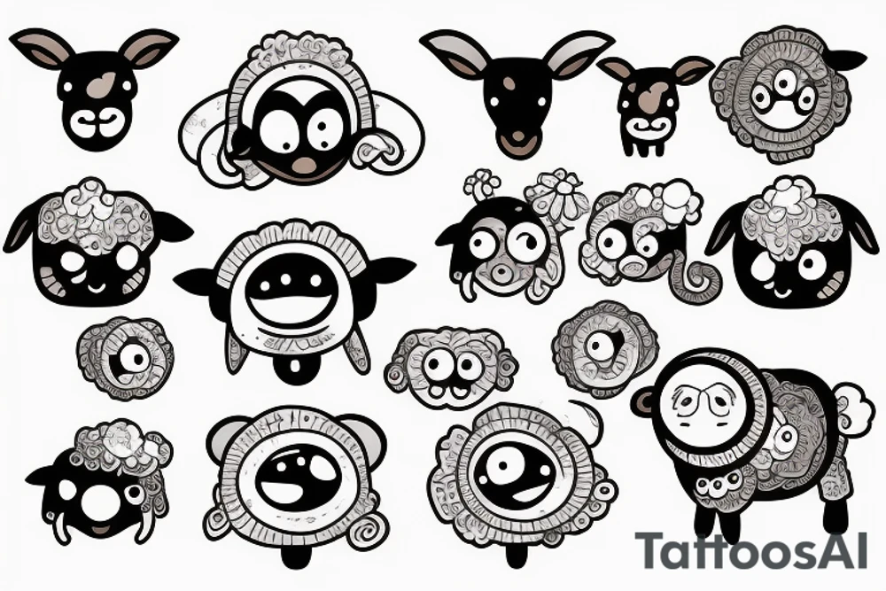 a cartoon sheep with big eyes tattoo idea