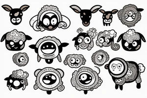 a cartoon sheep with big eyes tattoo idea