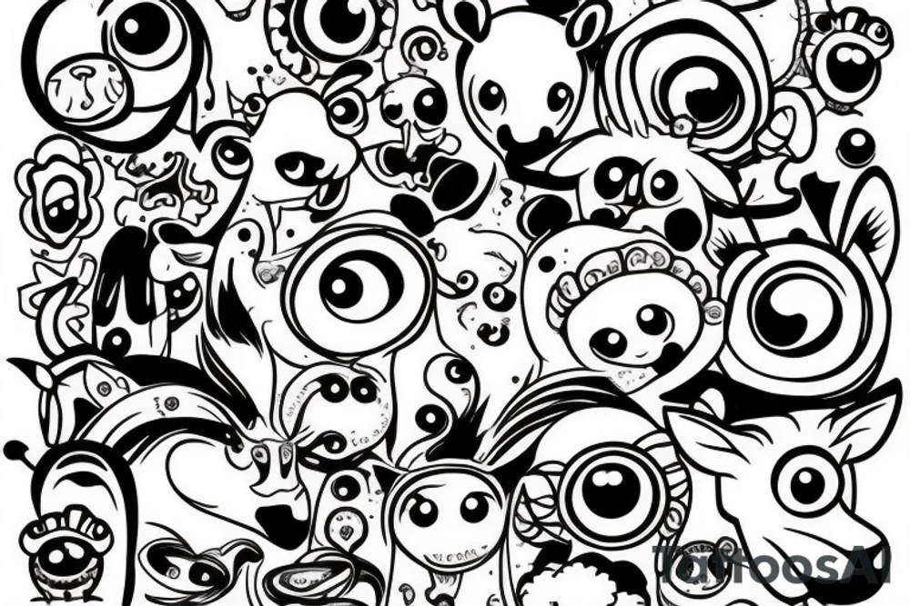 a cartoon sheep with big eyes tattoo idea