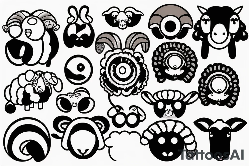 a cartoon sheep with big eyes tattoo idea