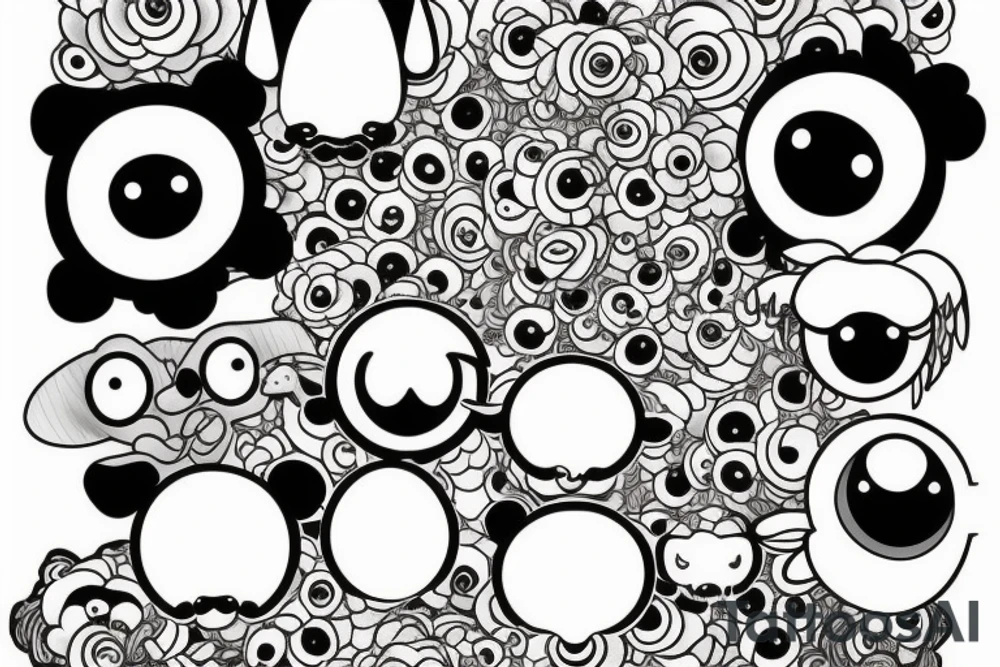 a cartoon sheep with big eyes tattoo idea