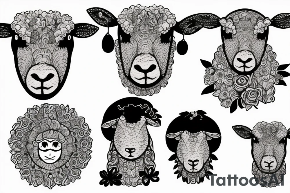 a sheep with big eyes tattoo idea