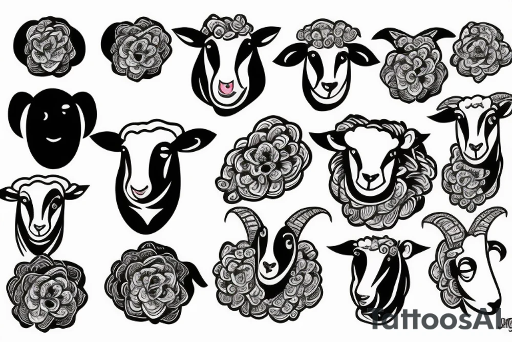 a sheep with big eyes tattoo idea