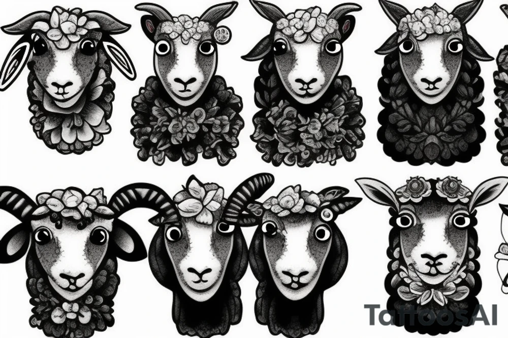 a sheep with big eyes tattoo idea