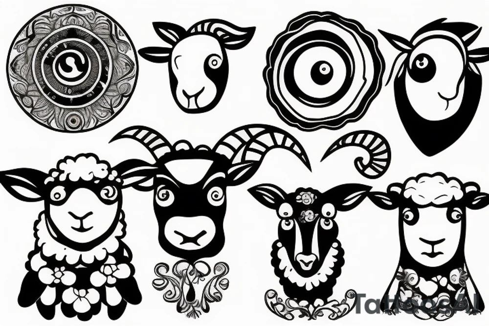 a sheep with big eyes tattoo idea
