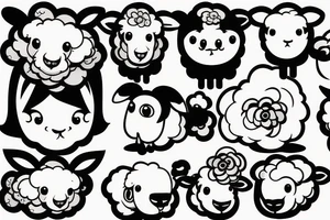 a cartoon baby sheep with big eyes tattoo idea