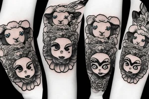 a cartoon baby sheep with big eyes tattoo idea