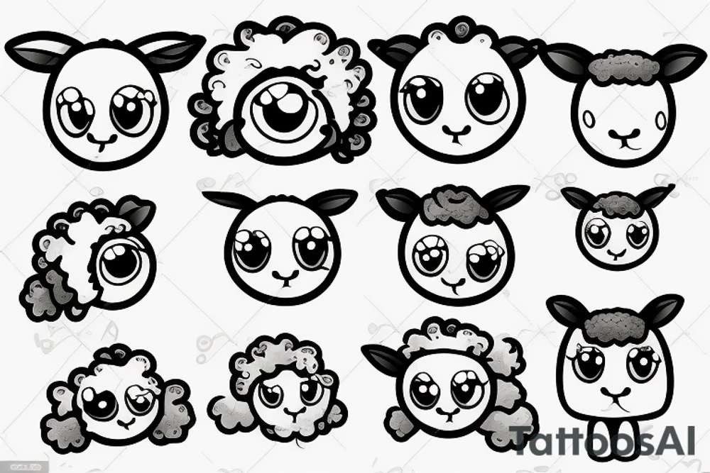 a cartoon baby sheep with big eyes tattoo idea