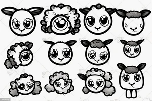 a cartoon baby sheep with big eyes tattoo idea