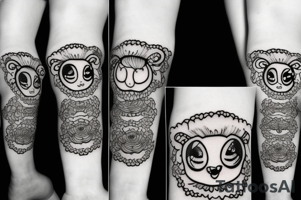 a cartoon baby sheep with big eyes tattoo idea
