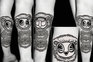 a cartoon baby sheep with big eyes tattoo idea