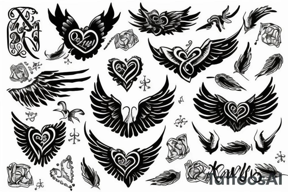 HART with wings name ANNA tattoo idea