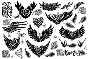 HART with wings name ANNA tattoo idea