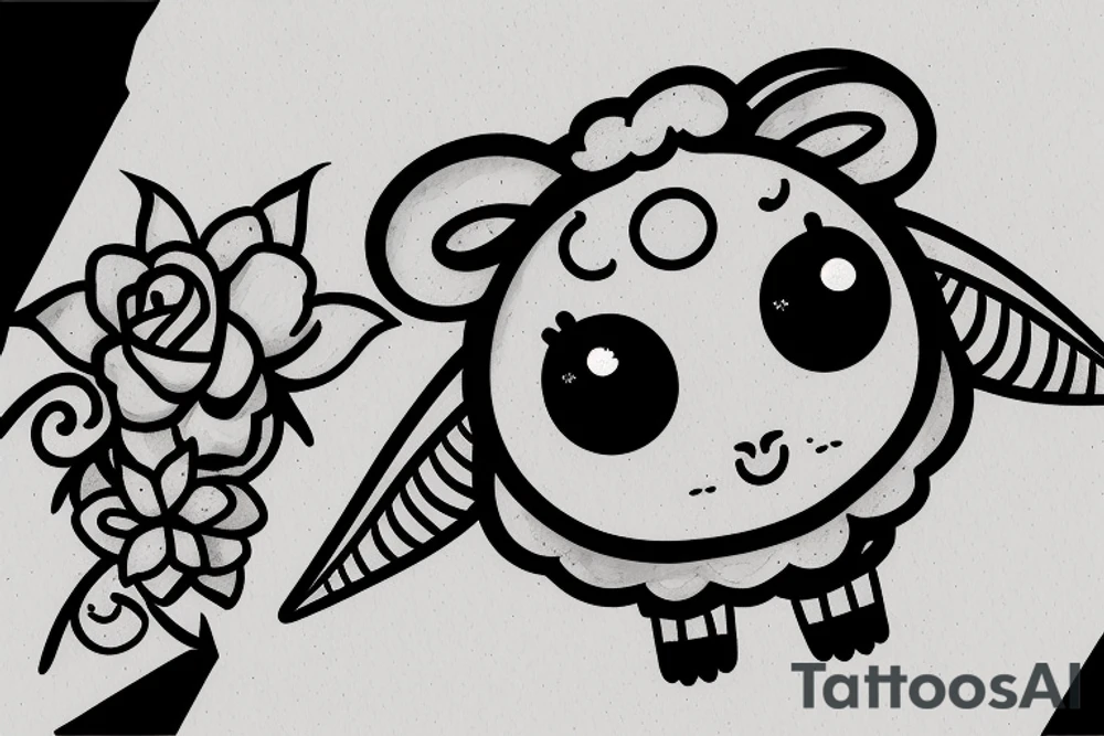 a baby sheep with big eyes tattoo idea
