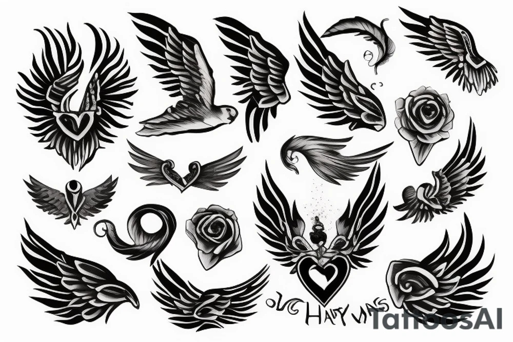 HART with wings, name ANNA tattoo idea