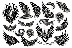 HART with wings, name ANNA tattoo idea