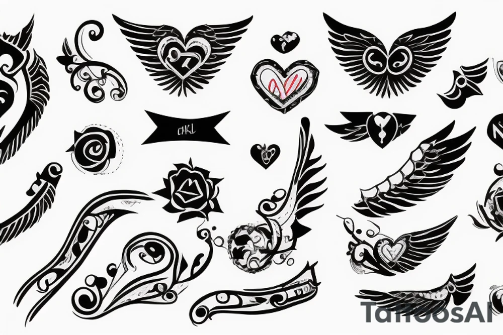 HART with wings, name ANNA tattoo idea