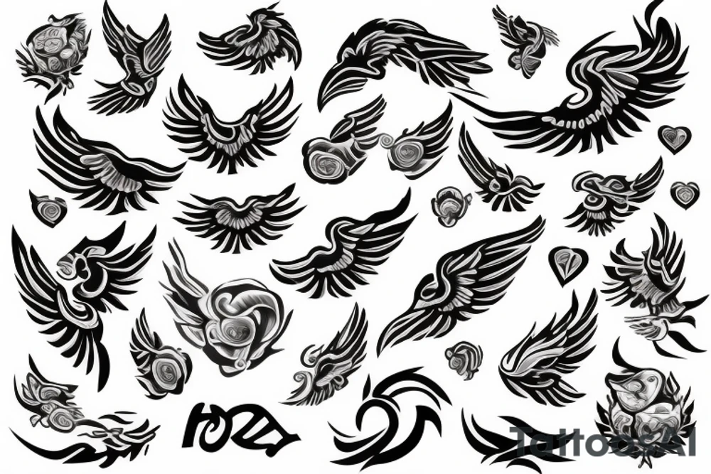 HART with wings, name ANNA tattoo idea