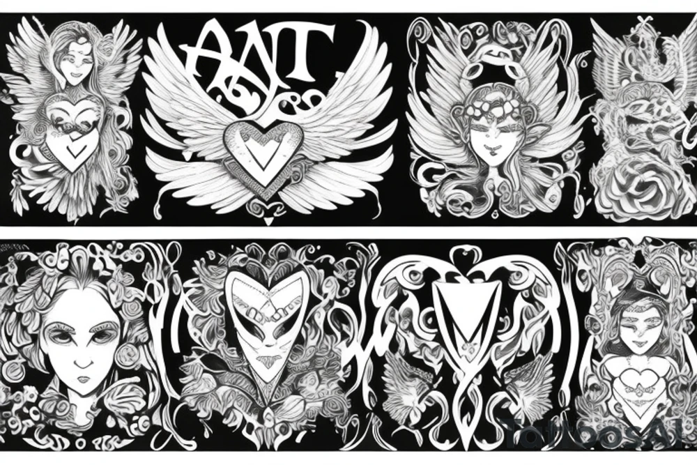 HART with wings, name ANNA tattoo idea