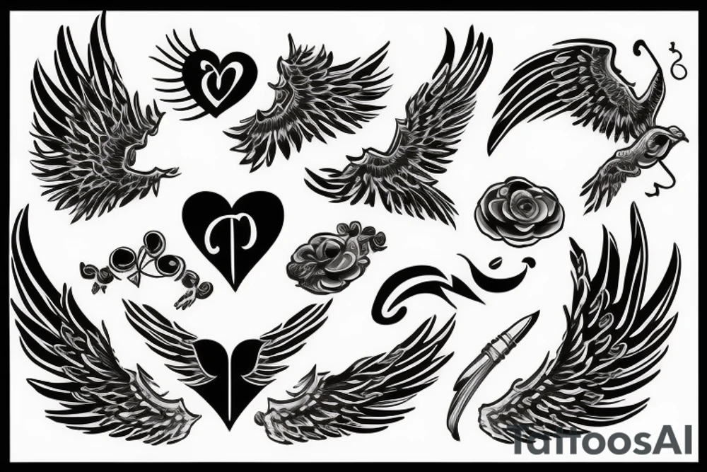 HART with wings, name ANNA tattoo idea