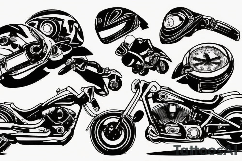 Motorcycle, motorcycle helmet, lighting McQueen tattoo idea
