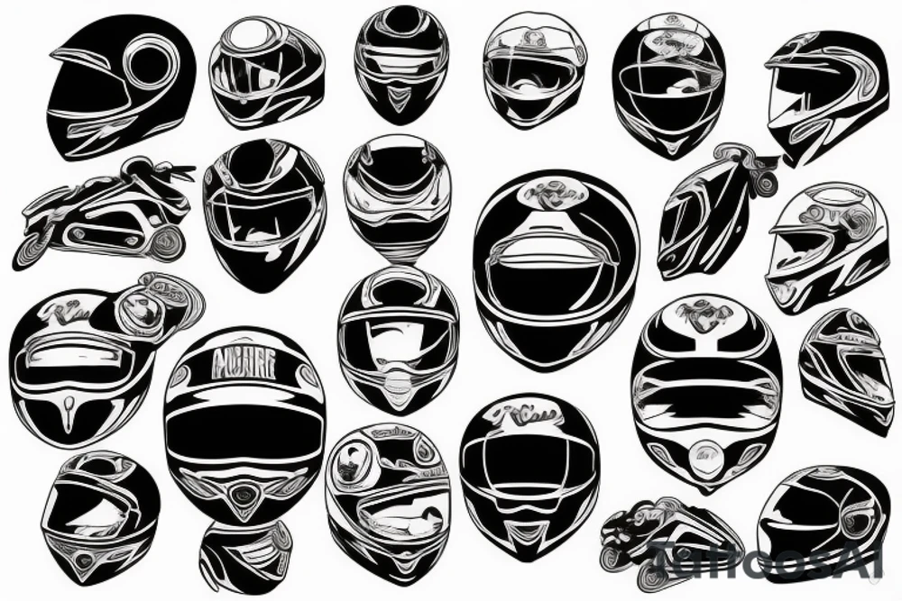 Motorcycle, motorcycle helmet, lighting McQueen tattoo idea