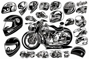 Motorcycle, motorcycle helmet, lighting McQueen tattoo idea