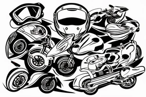 Motorcycle, motorcycle helmet, lighting McQueen tattoo idea