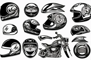 Motorcycle, motorcycle helmet, lighting McQueen tattoo idea