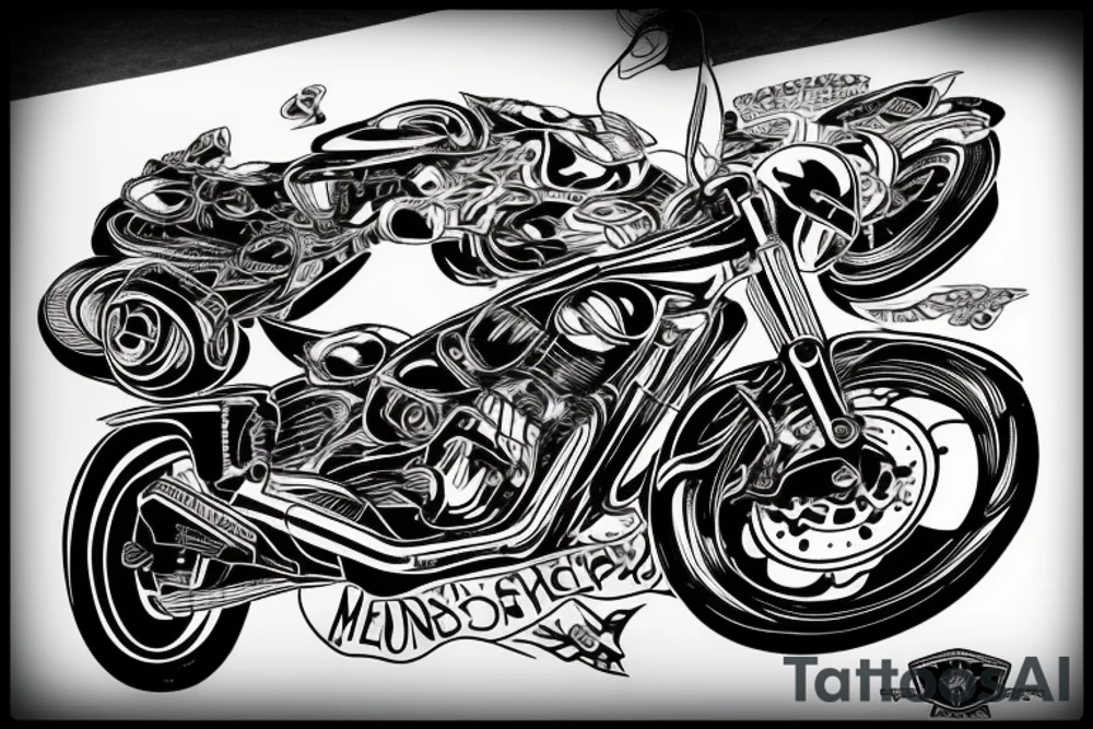 Motorcycle, motorcycle helmet, lighting McQueen tattoo idea