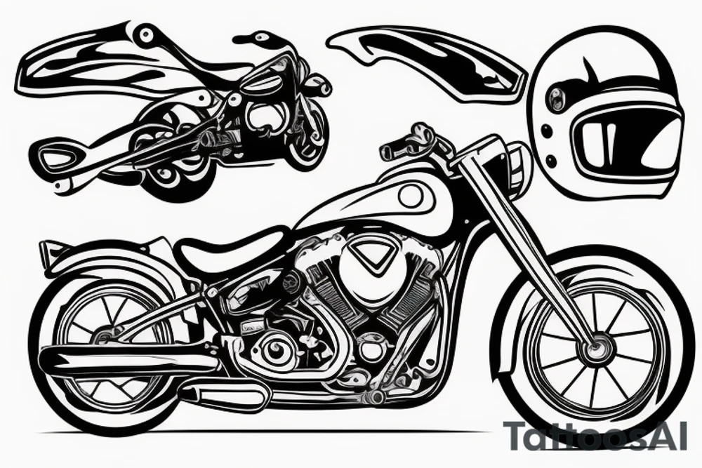 Motorcycle, motorcycle helmet, lighting McQueen tattoo idea