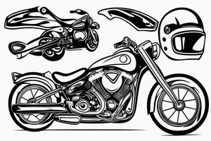 Motorcycle, motorcycle helmet, lighting McQueen tattoo idea