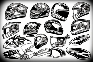 Motorcycle, motorcycle helmet, lighting McQueen tattoo idea