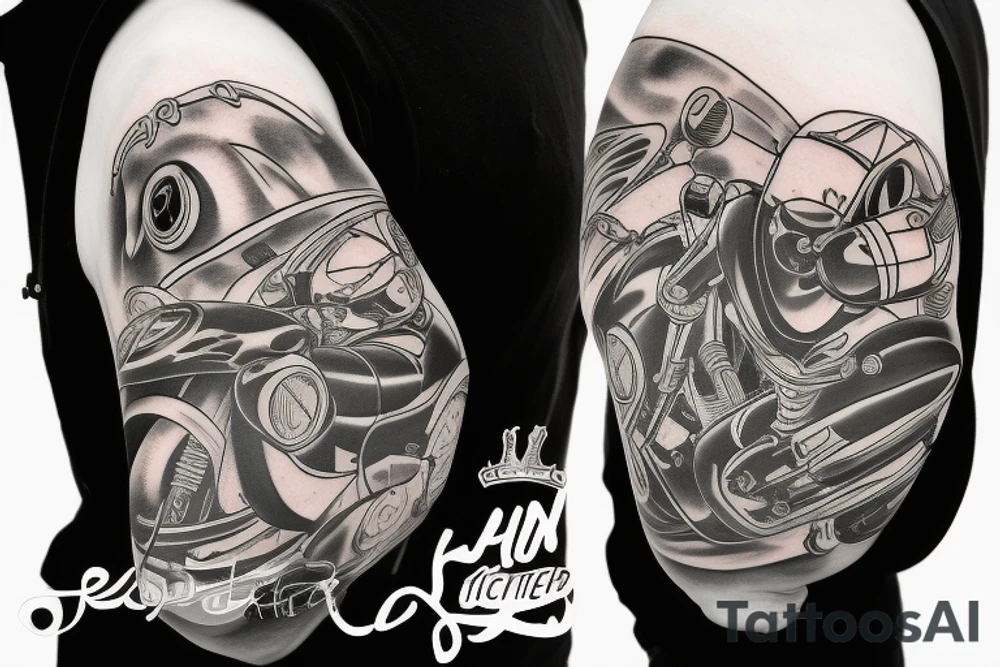 Street bike motorcycle helmet, lighting McQueen tattoo idea