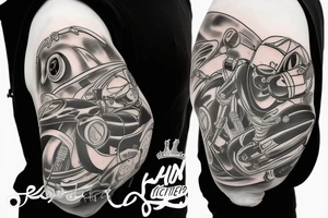 Street bike motorcycle helmet, lighting McQueen tattoo idea