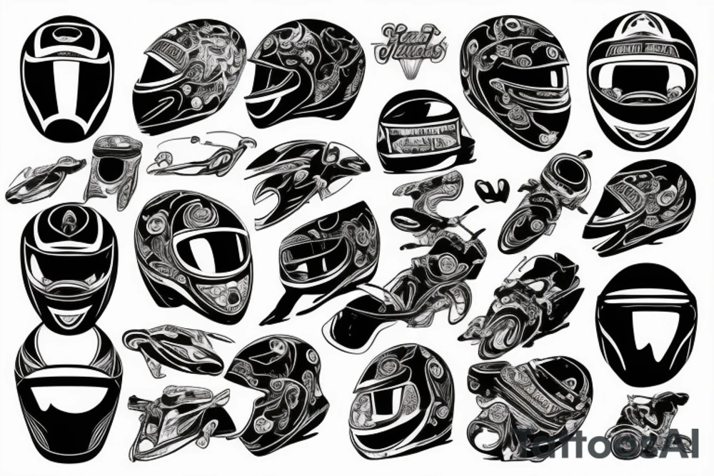 Street bike motorcycle helmet, lighting McQueen tattoo idea